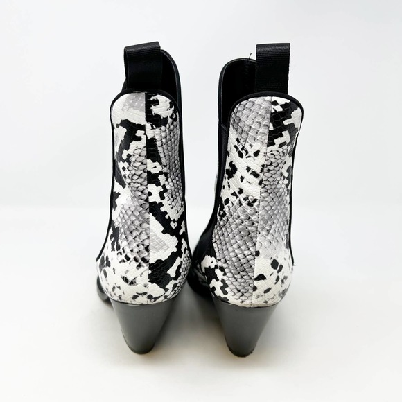 Zara Black and White Snake Print Ankle Boots - Picture 4 of 14
